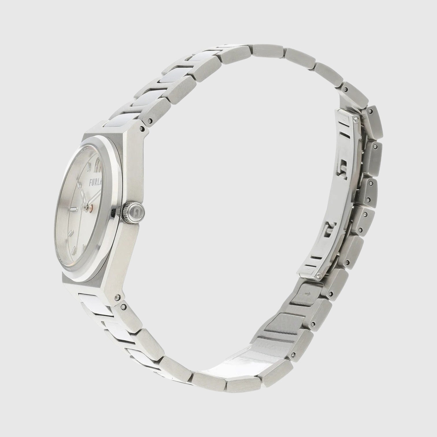 Orologio LIBUTTI Furla Tempo Mini con cassa 30mm e cinturino in acciaio argento, quadrante bianco minimalista