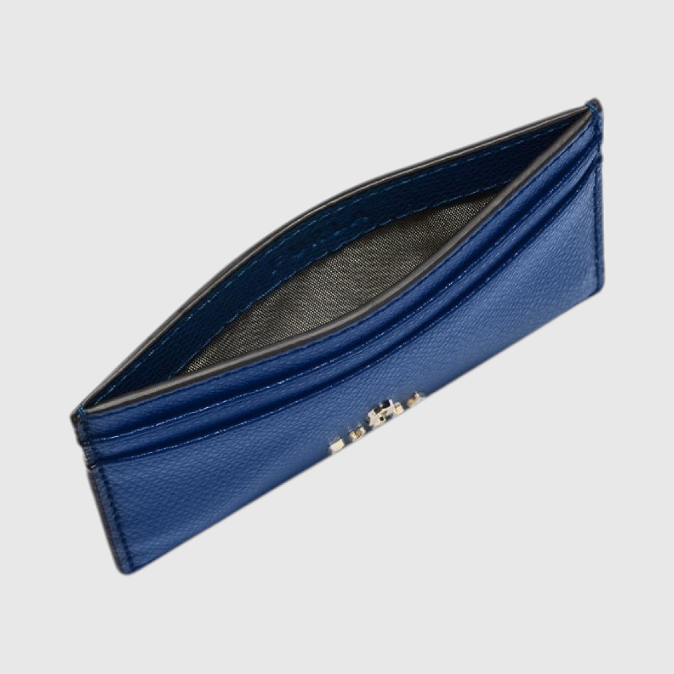 Portacarte di credito LIBUTTI Furla Camelia in pelle blu con design minimalista e logo metallico