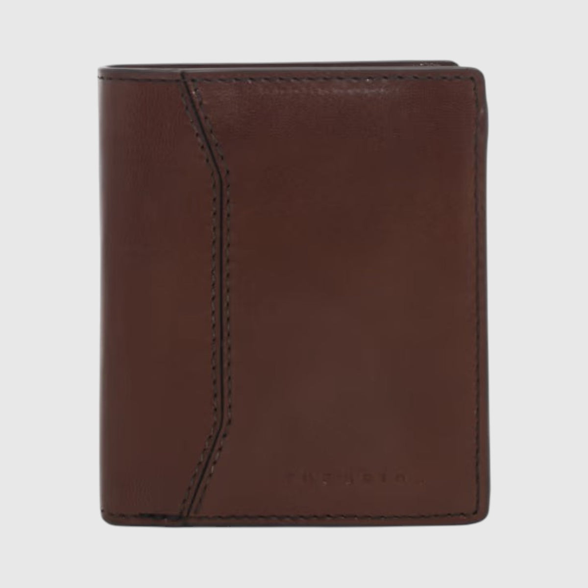Portacarte LIBUTTI in pelle marrone con chiusura a zip e cuciture a vista