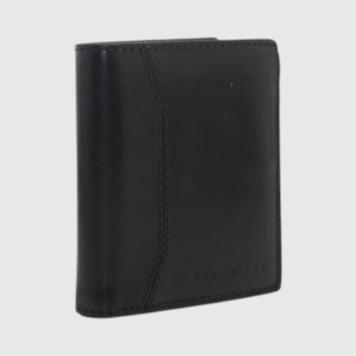 Portacarte LIBUTTI in pelle nera con chiusura a zip e cuciture a vista