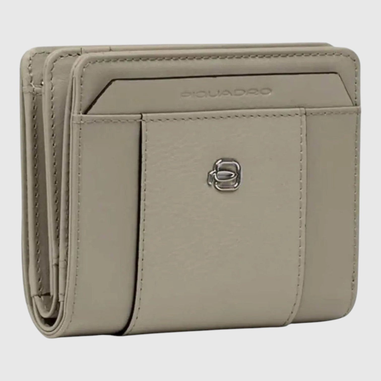 Portafoglio LIBUTTI piccolo da donna in pelle beige con portamonete, scomparti per carte e protezione RFID