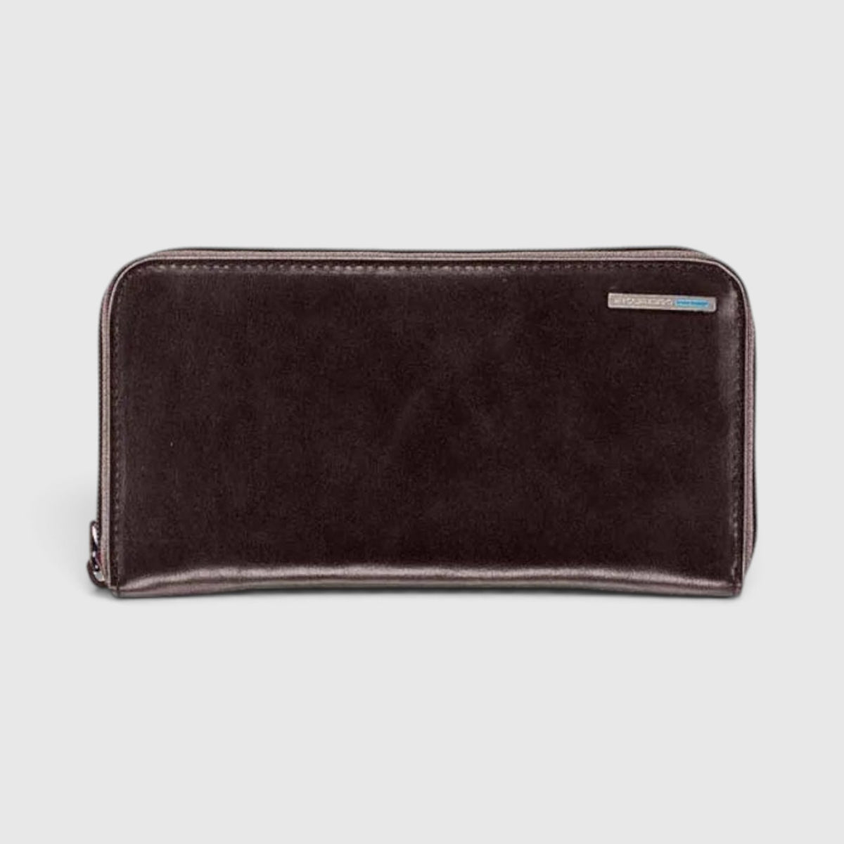 Portafoglio donna grande LIBUTTI in pelle marrone con zip, 4 soffietti e protezione anti frode RFID