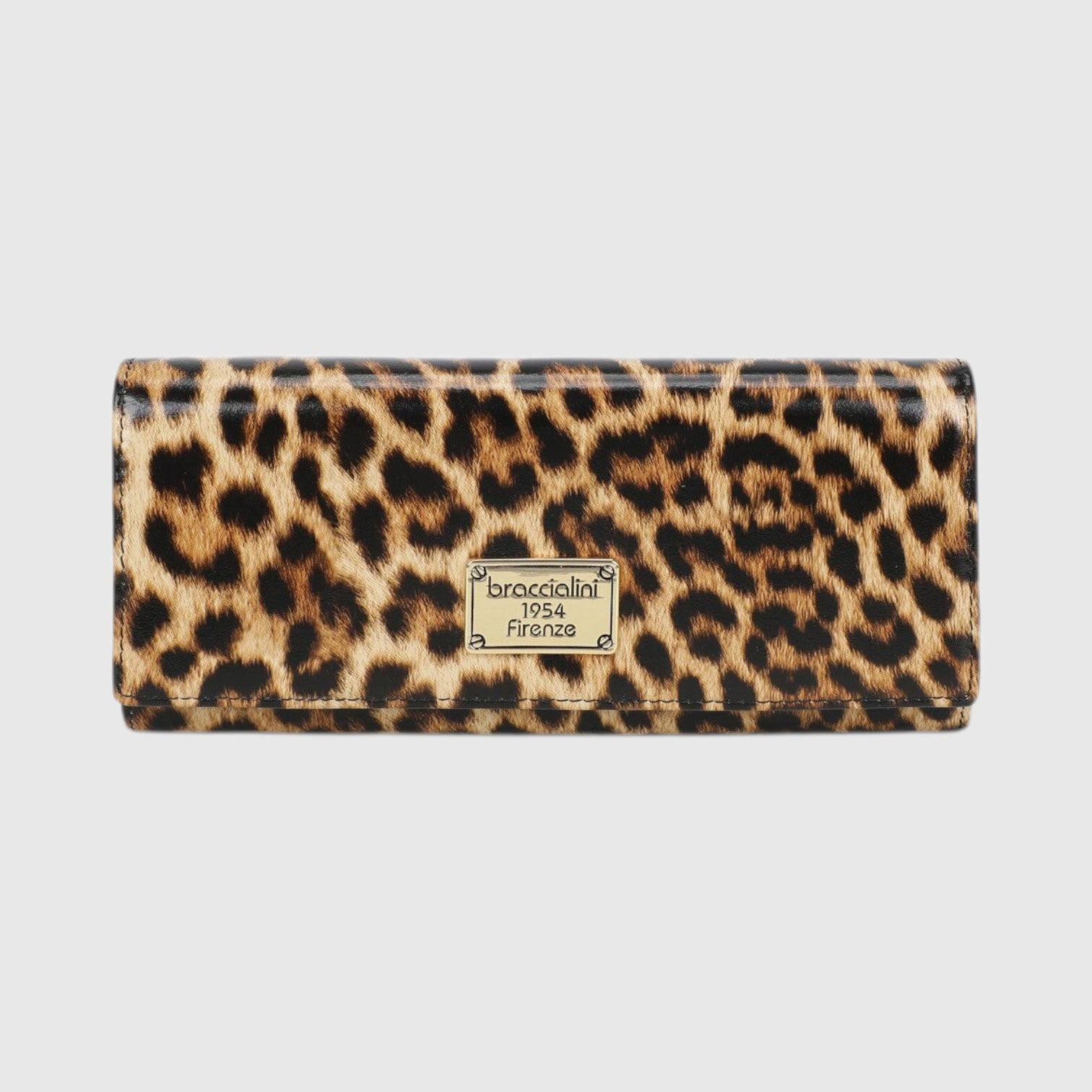 Portafoglio lungo LIBUTTI Braccialini in pelle con stampa leopardata e logo dorato frontale