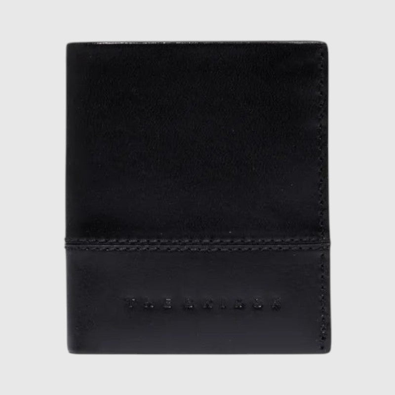 Portafoglio piccolo LIBUTTI in pelle nera con scomparto portamonete e sei fessure per carte di credito