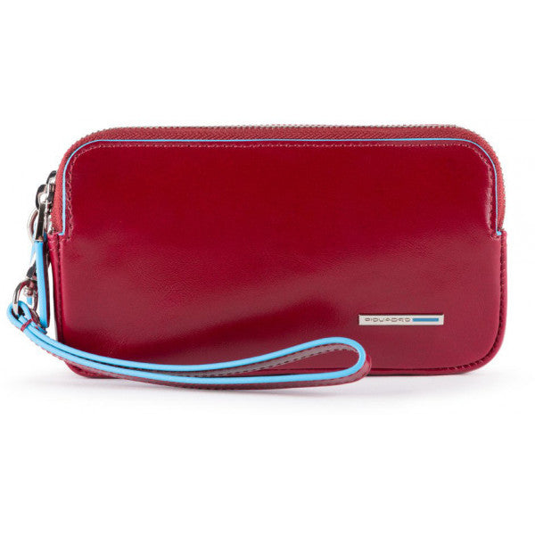 Pochette media in pelle, linea blue square